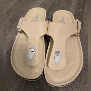 Charlotte Russe Cream Sandals with Adjustable Straps and Arch Support